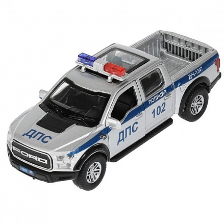 Модель Полиция Ford F150 Raptor 12 см двери и багажник открываются металлическая инерционная 