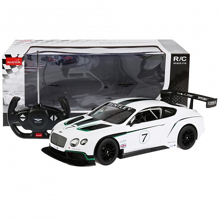 Машина р/у Rastar - Bentley Continental Gt3, масштаб 1:14 со светом, цвет белый  