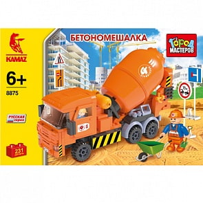 Конструктор Город Мастеров “Бетономешалка” Камаз, 231 деталь (Город Мастеров, BB-8875-R1sim)