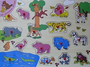 Рамка с вкладышами - Животные (Мир деревянных игрушек, Р74)