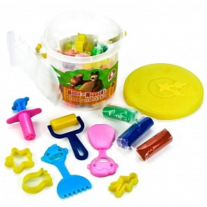 Тесто для лепки Маша и Медведь в пластиковом ведре (MultiArt, 48018PD-MM)