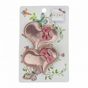 Набор заколок-зажимов для волос Lukky Fashion - Сердечки с бантиком, 2 штуки (Lukky, Т18549)