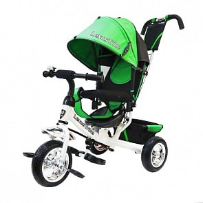 Велосипед 3-колесный, с полимерными колесами 10 и 8 дюймов, регулируемая спинка, задний тормоз, цвет – зелено/белый (Lexus Trike, 950-108-GREEN+WHITEsim)