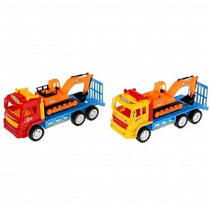 Трейлер инерционный с экскаватором, разные цвета (B1858464) (ассортимент)