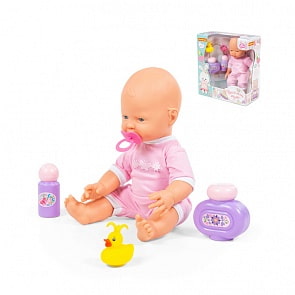 Пупс – Веселый, с соской и набором для купания, 35 см (Полесье, 78360)