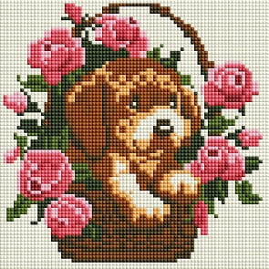 Мозаика алмазная на раме - Щенок в корзинке (Белоснежка, 325-ST-S)