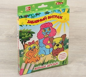 Краски по стеклу с трафаретом - Забавный витраж. Верные друзья (Луч, 27С1639-08)