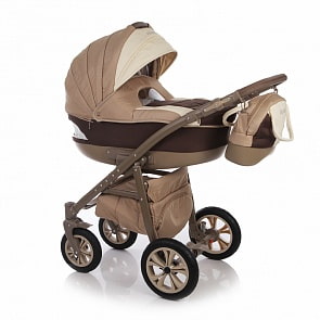 Коляска модульная - Ifratti 2 в 1, бежевый/кожа экрю/кофейный (Amadis, AM)