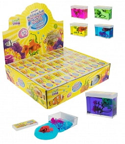 Набор Слайм Тайм - Надувная мяшка Bubble Gum с рыбкой и растением, 5 цветов (1toy, Т17792) (ассортимент)