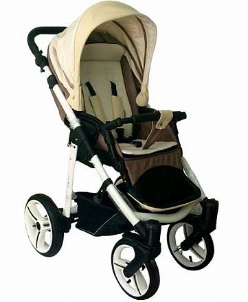 Детская прогулочная коляска Nico, бежево-коричневая, шасси белая/BIA 