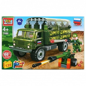 Конструктор из серии Армия - Газ-66 с тентом, 135 деталей с фигурками (Город мастеров, 7086-KK)