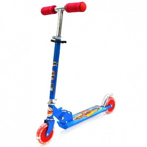 Самокат 2-х колесный складной – Hot Wheels, сине-красный, со светящимися колесами (ST-ALU-HWSsim)