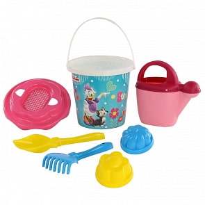 Набор Disney - Минни №12: ведро с наклейкой, ситечко Солнышко, лопатка №5, грабельки №5, 2 формочки, лейка №10 (Полесье, 65711) (ассортимент)