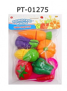 Набор продуктов для резки на липучках Помогаю Маме - Овощи, 14 предметов (ABtoys, PT-01275)