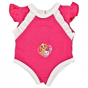 Одежда для кукол – Боди цвета фуксия на плечиках, размер 40-42 см. в пакете (Карапуз, OTF-1710sim)