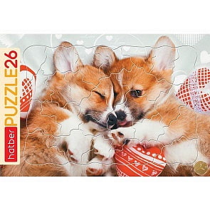 Пазлы в рамке - Очаровательные щенки, 26 элементов, формат А4 (Hatber, 26ПЗ4-16185)