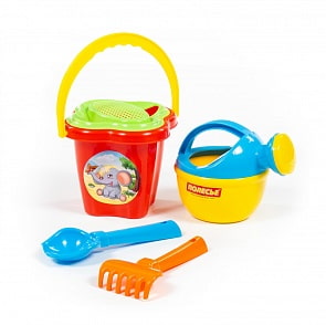 Набор №222: ведро-цветок среднее, ситечко-цветок, совок №2, грабельки №2, лейка малая №4 (Полесье, П-4450-no)