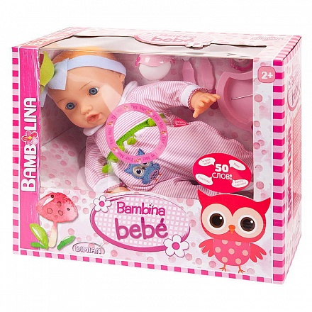 Кукла из серии Bambina Bebe, 42 см., с аксессуарами для кормления, звуковые эффекты 