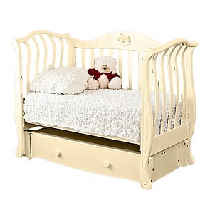 Кроватка детская Красная Звезда С 757 Юлиана, резьба №8 накладка №22 Мишка на облаке, слоновая кость (Красная Звезда, КЗ-С 757_слоновая кость)