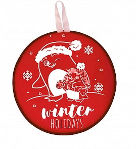 Сани-ледянка круглая – Пингвины, красный, 46,5 см (RT, 7206RT)