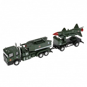 Тягач с прицепом, 26 см, металлический, инерционный, подвижные элементы (Технопарк, 358B1-R)