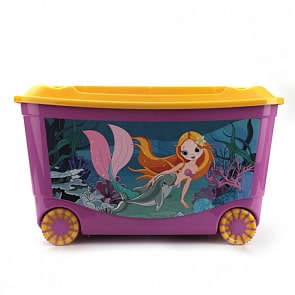 Ящик для игрушек с аппликацией на колесах, размер 58 х 39 х 34 см., сиреневый (Бытпласт, 431380903)