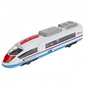 Модель Электропоезд свет-звук 30 см 4 кнопки двери открываются инерционная пластиковая (Технопарк, ELTRAIN-30PL-BUWH)