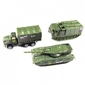 Набор металлических машин - Военная техника, 3 штуки (Wincars, 86048-PT2049-4)