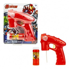 Пистолет с мыльными пузырями из серии Железный человек, свет, 60 мл., блистер (1toy, Т17303)
