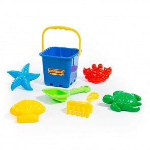 Набор №290: ведро-крепость большое, совок №8, грабельки №8, формочки краб №2 + морская звезда №2 + ракушка №2 + черепаха (Полесье, 35523)