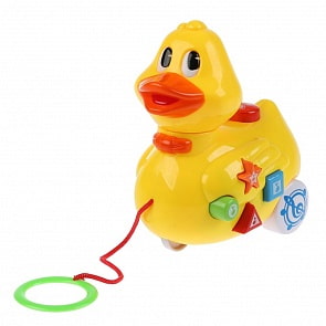 Музыкальная уточка-каталка с потешками, свет, звук, трещотка, каталка (Умка, B795360-R-D1) 