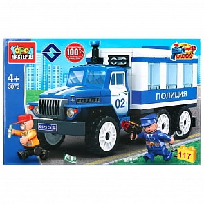 Конструктор - Полицейский Урал, с фигурками, 117 деталей (Город мастеров, 3073-KK)