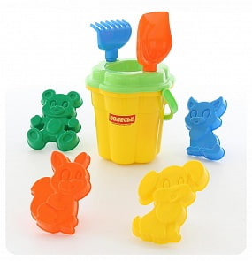 Набор №256: ведро-цветок большое, ситечко-цветок большое №2, лопата №6, грабли №6, 4 формочки (Полесье, 3949) (ассортимент)