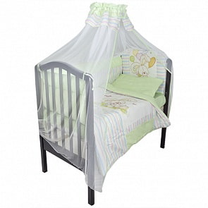 Комплект в кроватку – Радужный, 7 предметов, зеленый (Золотой Гусь, 1164-z)