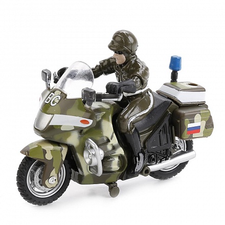 Мотоцикл Военный с фигуркой, металлический инерционный 