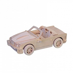 Модель деревянная сборная - Транспорт - Кабриолет, 2 пластины (Wooden Toys, P067) - миниатюра