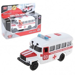 Передвижной госпиталь КАВЗ со светом и звуком, металлический, инерционный (Технопарк, CT10-069-2)