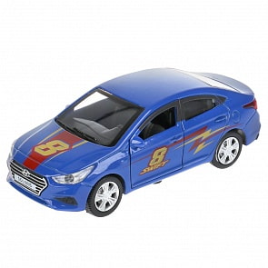 Машина Hyundai Solaris – Спорт, 12 см, цвет синий, открываются двери, инерционный механизм (Технопарк, SOLARIS2-12SRT-BU)