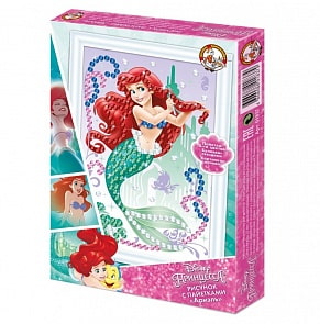 Рисунок с пайетками - Ариель Дисней, большой (Десятое королевство, 01837ДК)