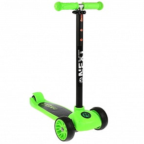 Трехколесный самокат, управление наклоном, светящиеся колеса 12 и 8 см, зеленый (Next, WX-005-GREEN)