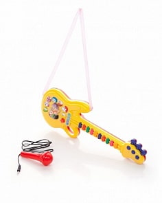 Детская гитара с микрофоном и 10 мелодиями (Играем вместе, B558829-R2sim)