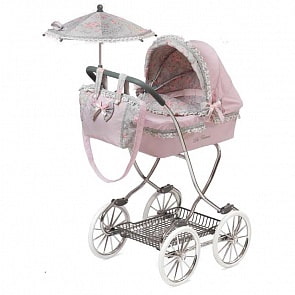 Коляска DeCuevas с сумкой и зонтом - Романтик, розовая, 90 см (DeCuevas, 80219) Коляска DeCuevas с сумкой и зонтом - Романтик, розовая, 90 см (DeCuevas, 80219)