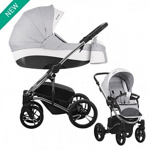 Детская коляска Tito premium Class 2 в 1, серая, шасси хромированная (Bebetto, WB165_01)