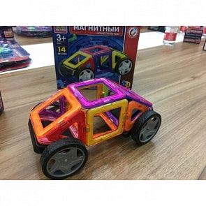 Магнитный конструктор - Машинка, 14 деталей (Город Мастеров, XB-4027-Rsim)