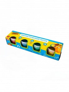 Фантастический песок – Добр Бобр, 4 цвета с блестками, 1 формочка (1Toy, Н0044)