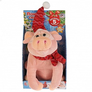 Игрушка интерактивная – Свинка, 30 см, 5 новогодних песен (Мульти-пульти, HTY1015)