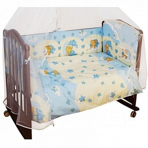 Бортик в кроватку из серии Мишкин Сон, цвет – голубой (Сонный Гномик, 103/1)