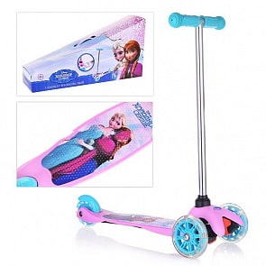 Самокат из серии Disney Холодное Сердце, управляется наклоном, PVC светящиеся колеса 125 и 100 мм, алюминиевый руль и дека из нейлона (1toy, Т58418)