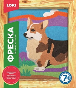 Фреска. Картина из песка - Собачка Корги (Лори, Кп-046)