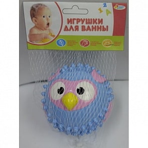 Пластизоль для купания – Капитошка, мячик-сова, голубой, 8 см в сетке (Играем вместе, LX-SB01sim)